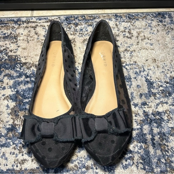 Torrid Black Polka Dot Mesh Pointed Flats Size 9 Wide - Picture 4 of 11